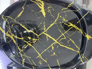 Classic Black With Gold Lines Melamine Tray