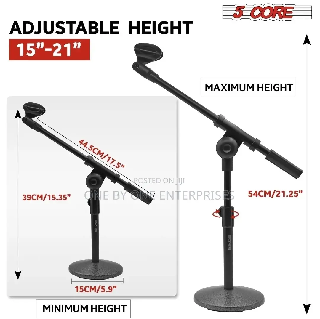 Desktop Microphone Stand/Round Base/Adjustable Boom, Clip
