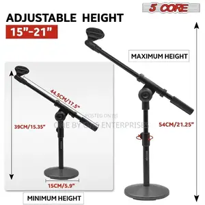 Desktop Microphone Stand/Round Base/Adjustable Boom, Clip