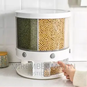 Rotating Food Storage Rice Bucket Cereal Dispenser