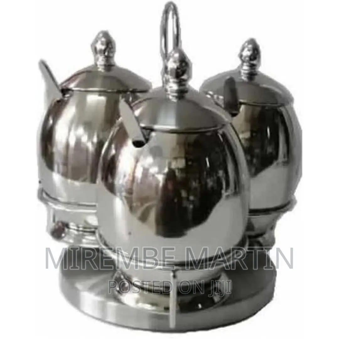 3piece Stainless Steel Spice Sugar Bowl Canister Storage