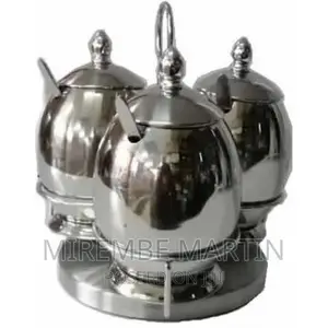 3piece Stainless Steel Spice Sugar Bowl Canister Storage
