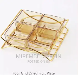 Nut Plate Glass Four Grid Snack Plate Candy Box