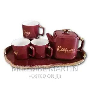 4pc Tea Coffee Mugs Cups, Teapot and Tray Set-