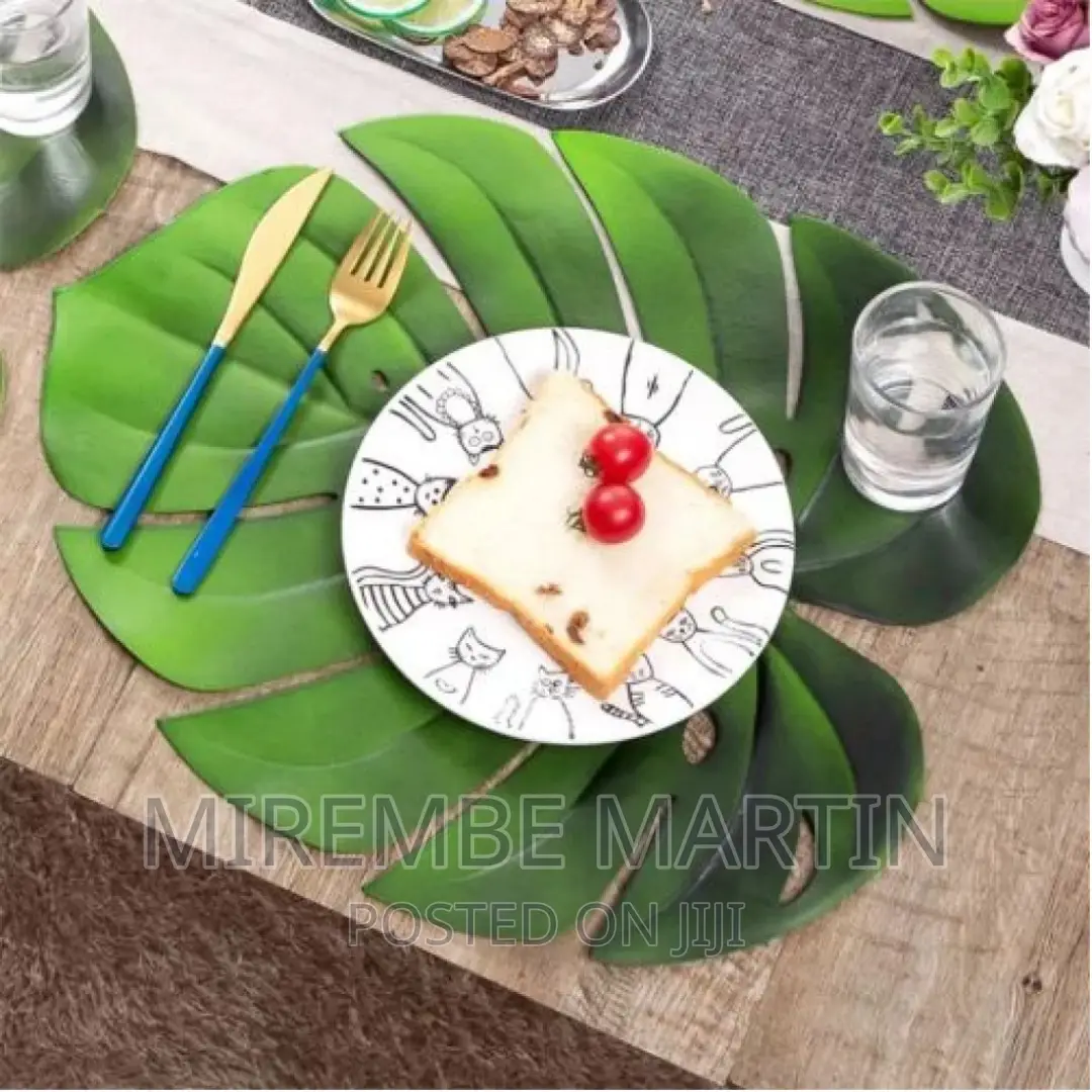 6PC Leaf Basket Leather Placemat for Dinner Table,