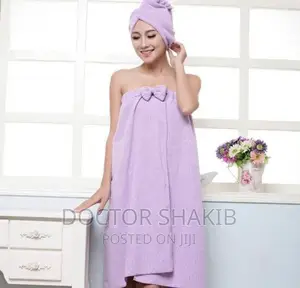 Women's Microfiber Bath Towel Set With Hair Cap