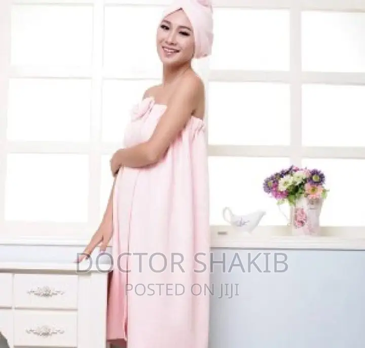 Women's Microfiber Bath Towel Set With Hair Cap