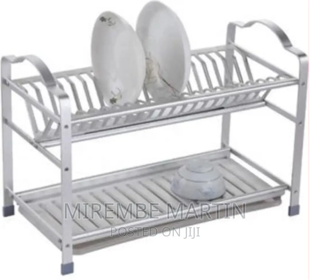2 Tier Aluminum Plate Dish Drying Draining Rack