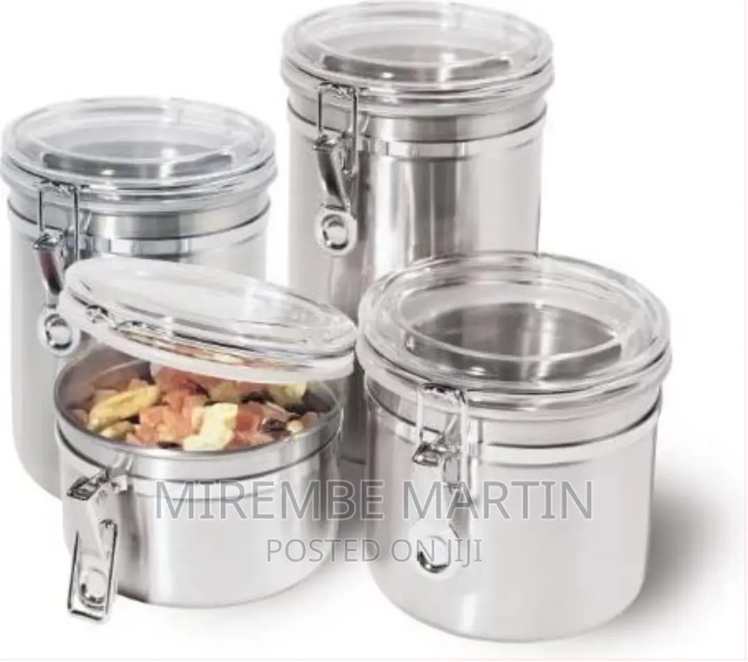 4-Piece Stainless Steel Canister Storage