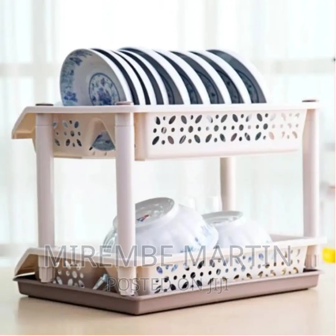 2 Tier Kitchen Plastic Dish Draining Drying Storagerack Tray