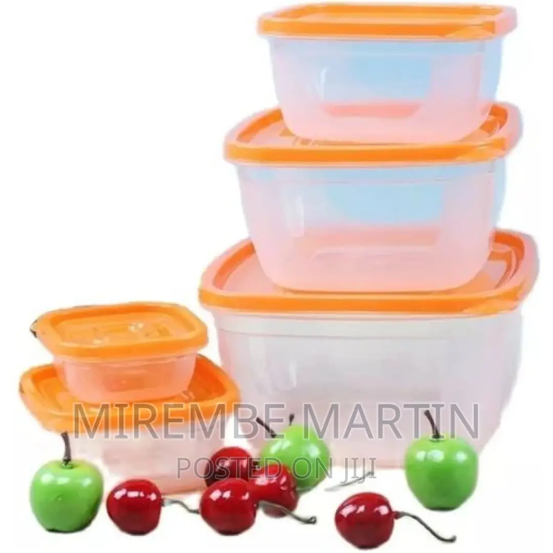 5 Pc Square Airtight Food Storage Containers Tins