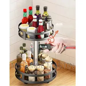 2 Tier 360° Rotatating Kitchen Trolley Spice Storage Rack