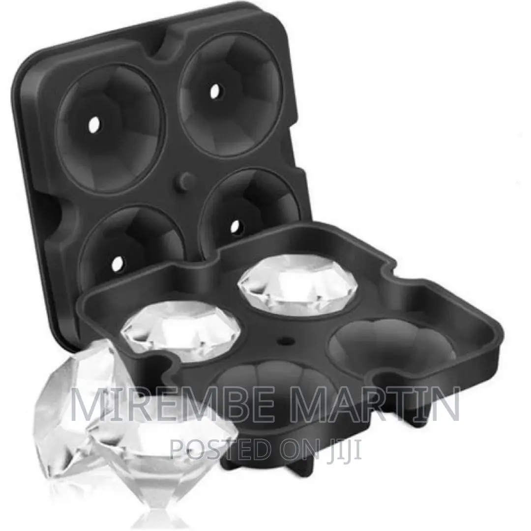 Silicone 4 PC Diamond Ice Cube Mould Tray for Whiskycocktail