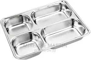 6pc Stainless Steel Rectangle 4 In1 Compartment Plate Tray