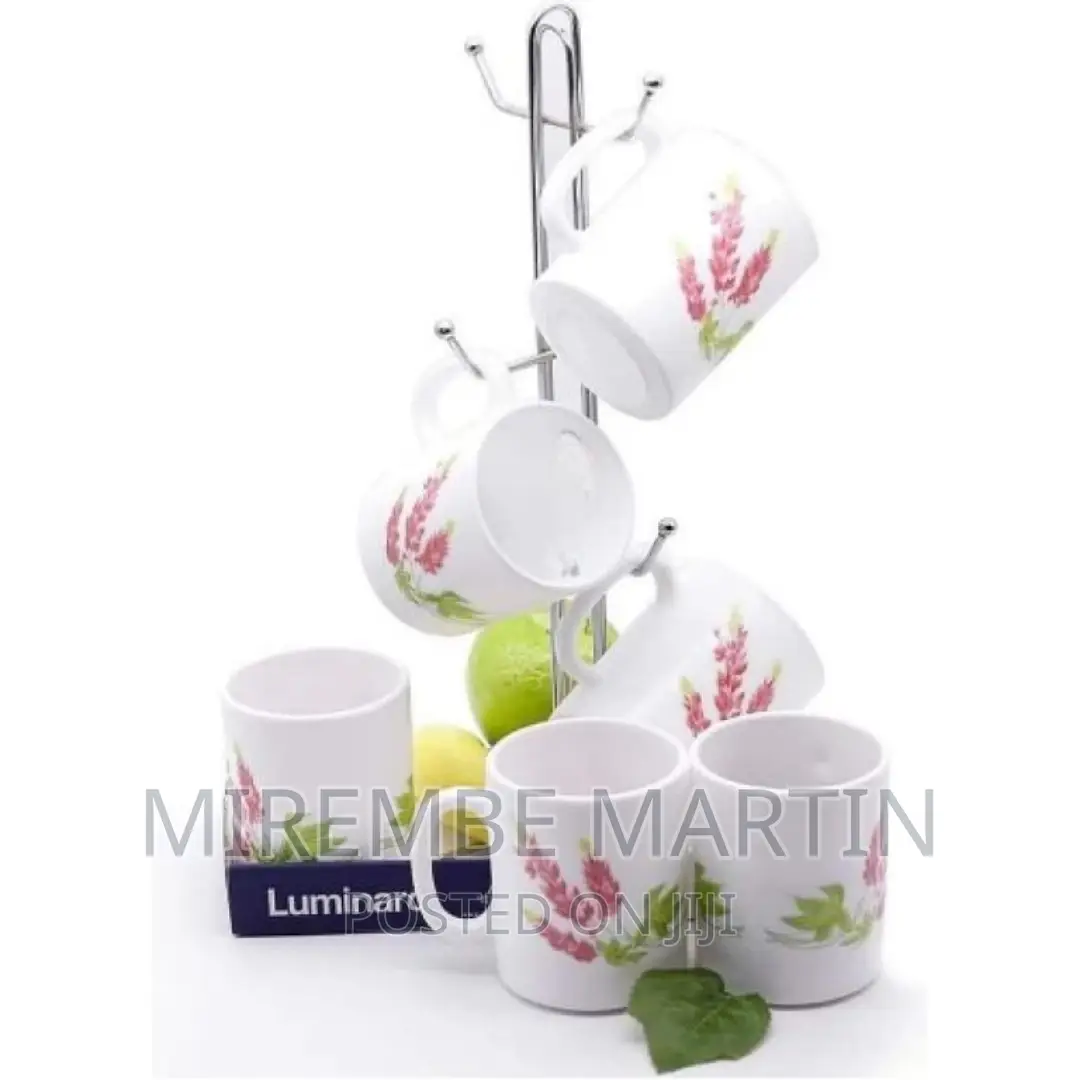 6 Pieces of Luminarc Pink Flower Tea Coffee Mugs