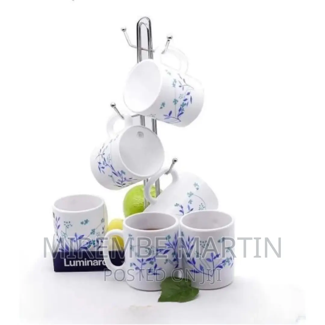 6 Pieces of Luminarc Blue Flower Tea Coffee Mug Cups
