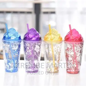 1pc 2-Layer Ice Cream Smoothie Juice Bottle Cup Kettle