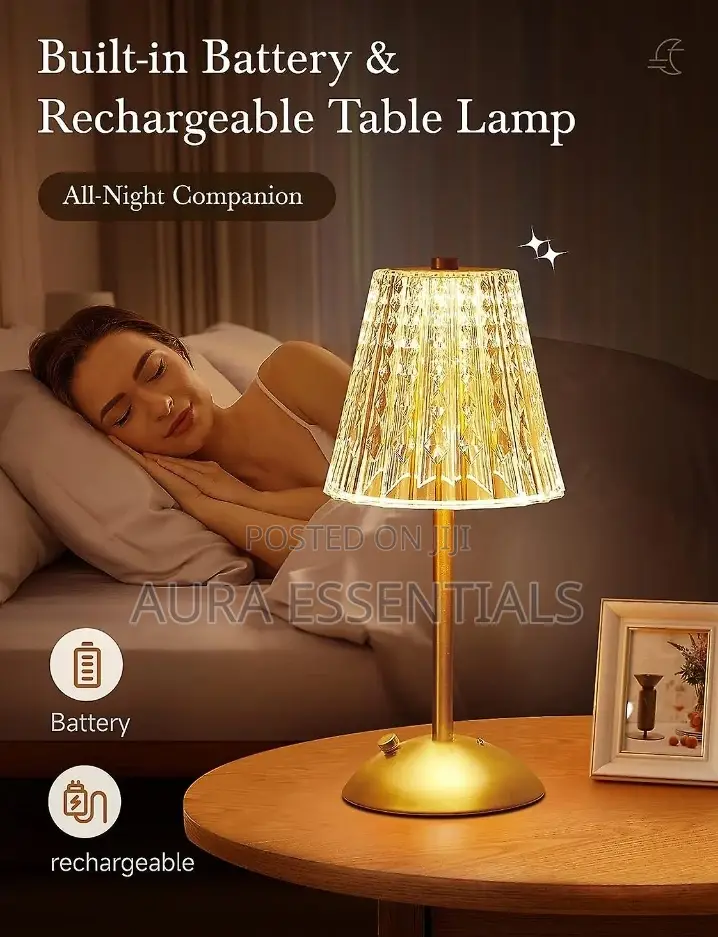Golden Crystal Rechargeable Table Lamp