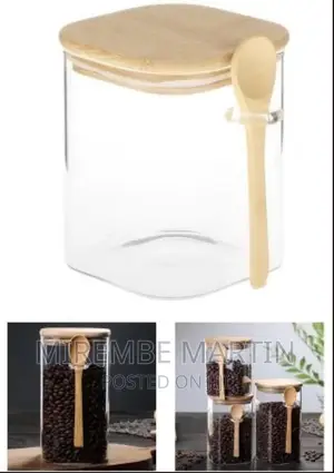 3PC Square Airtight Storage Pantry Food Glass Jars