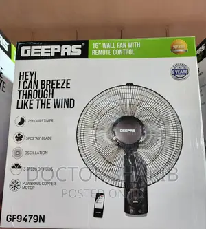 Geepas 16inch Wall Fan With Remote