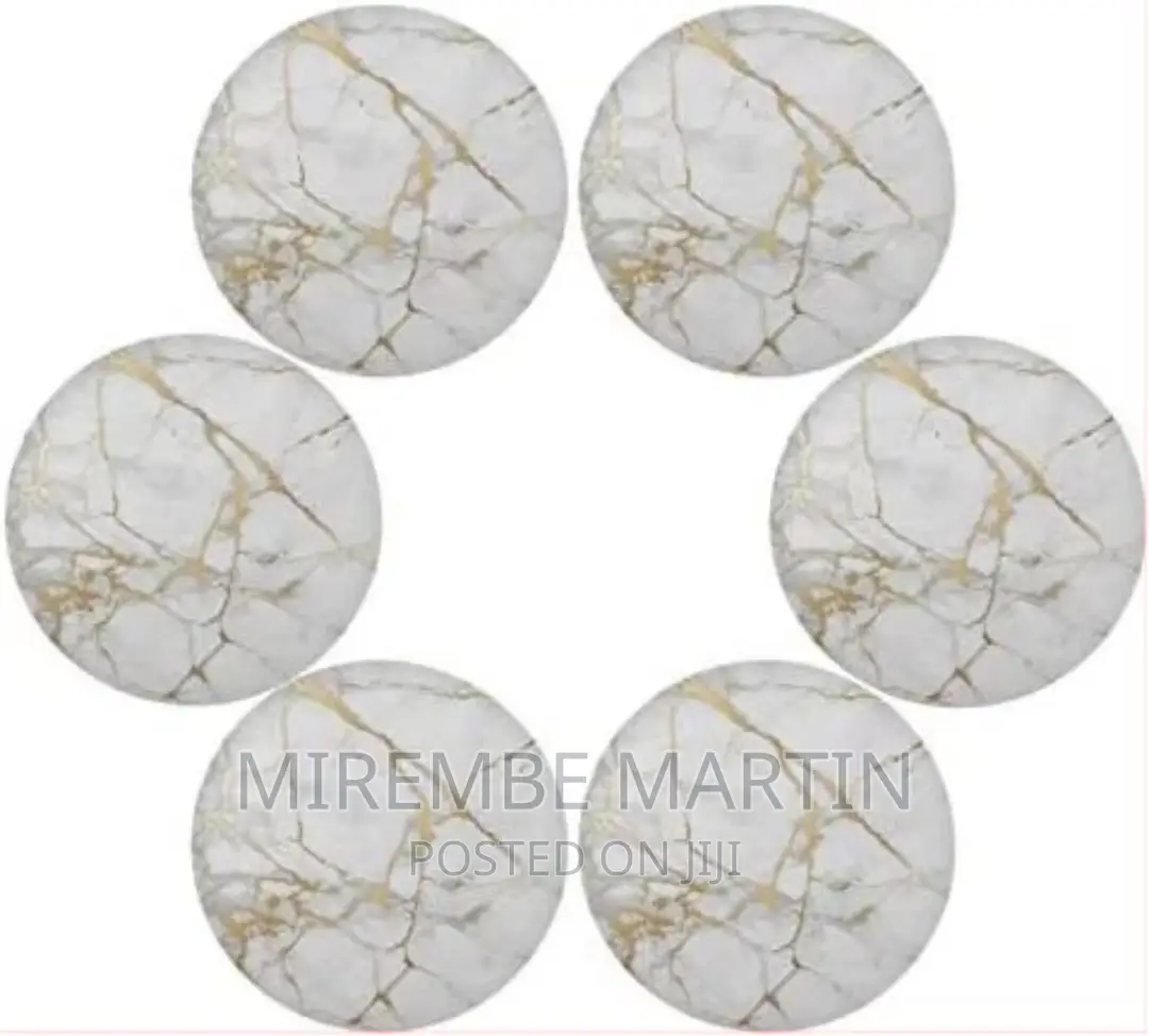 Sided 6PC Marble Design Round Placemats Dining Table Mats