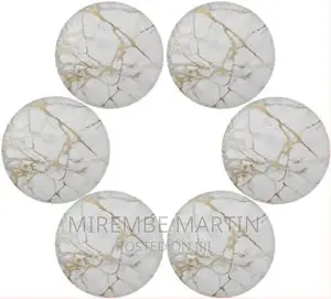 Sided 6PC Marble Design Round Placemats Dining Table Mats