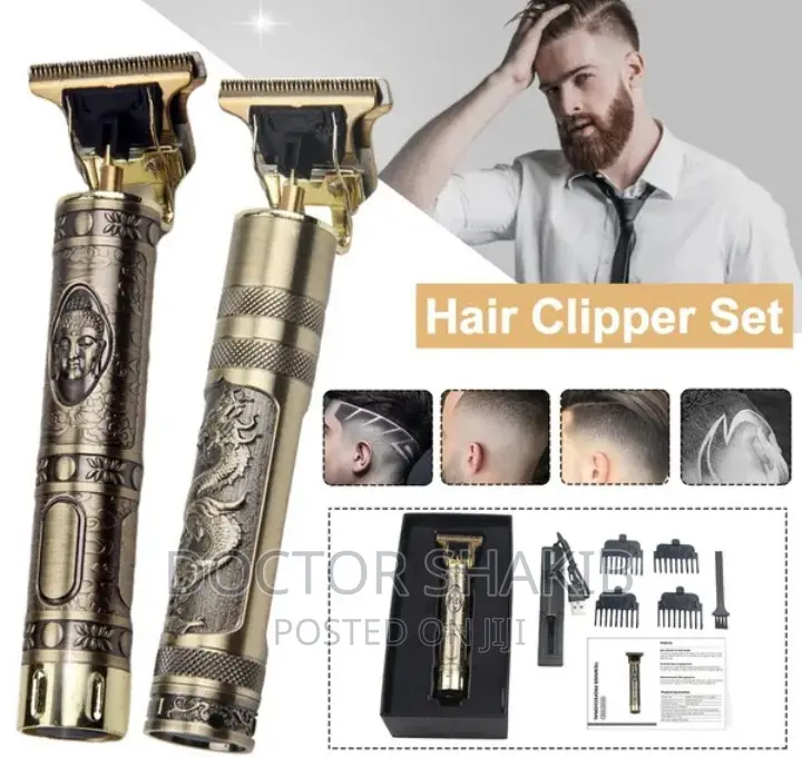 Rechargeable Golden Metal Hair Clipper Set