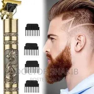 Rechargeable Golden Metal Hair Clipper Set