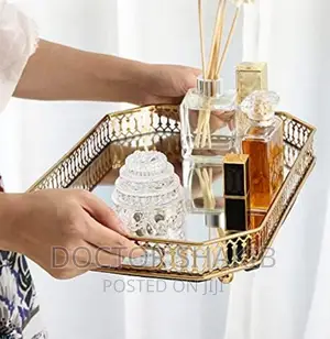 Gold Mirror Vanity Glass Decorative Tray