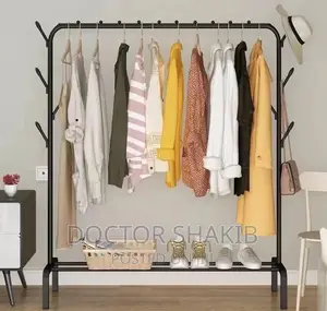 Clothing Rack With Lower Storage Shelf for Boxes and Shoes