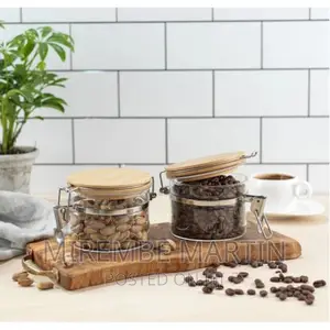 Food Glass Jars With Bamboo Clamp Lids-