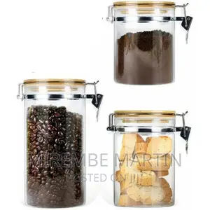 Food Glass Jars With Bamboo Clamp Lids-