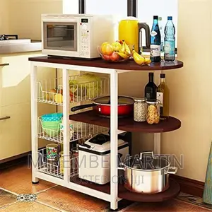 Microwave Oven Stand Storage Organizer 3 Basket Rack