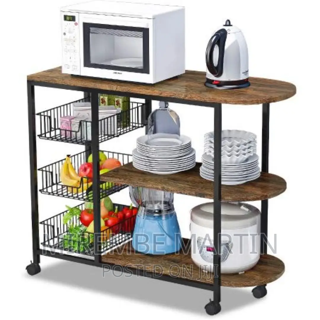 Microwave Oven Stand Storage Organizer 3 Basket Rack