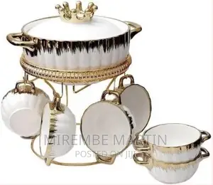 Fancy Ceramic Soup Tureen Bowl Gift Set With 6 Soup Bowls