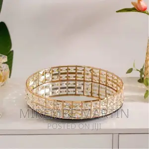 Crystal Mirror Tray Gold Round Mirrorred Plate for Candle