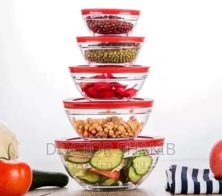 5pcs Transparent Glass Blow Set With Lids