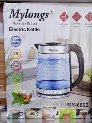 Mylongs Electric 2.2L BPA Free Glass Kettle Cordless