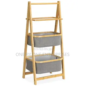 Bamboo Bathroom Shelf With Baskets 99 X 44 X 33 Cm Bamboo