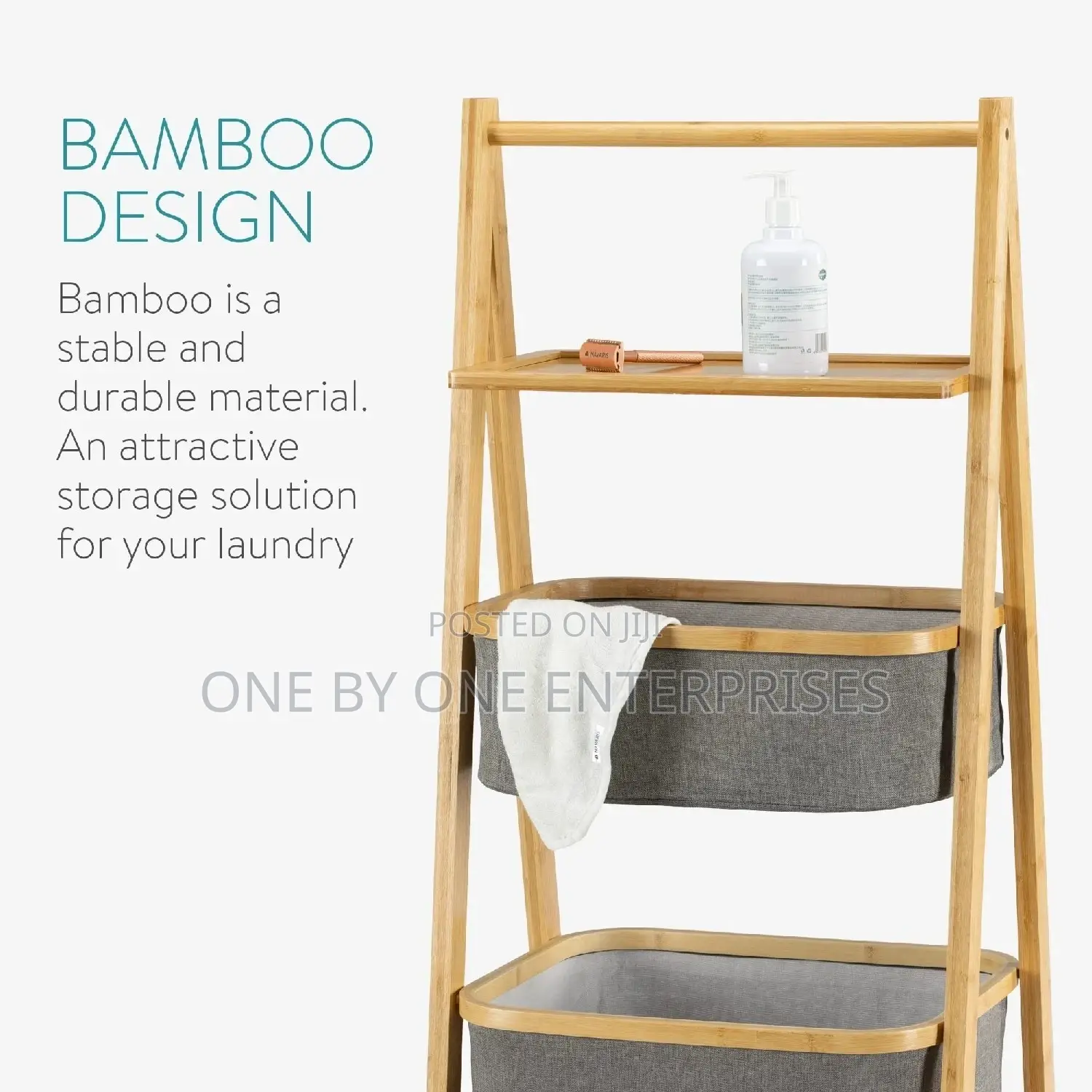 Bamboo Shelf Laundry Sorter - 2 Compartments for Laundry