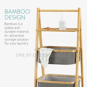 Bamboo Shelf Laundry Sorter - 2 Compartments for Laundry