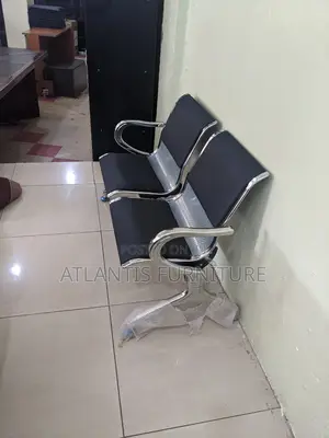 Silver Two Seater Waiting Chair Cushioned.