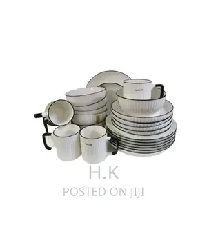 24pcs Black Strip Dinner Set