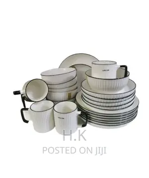 24pcs Black Strip Dinner Set
