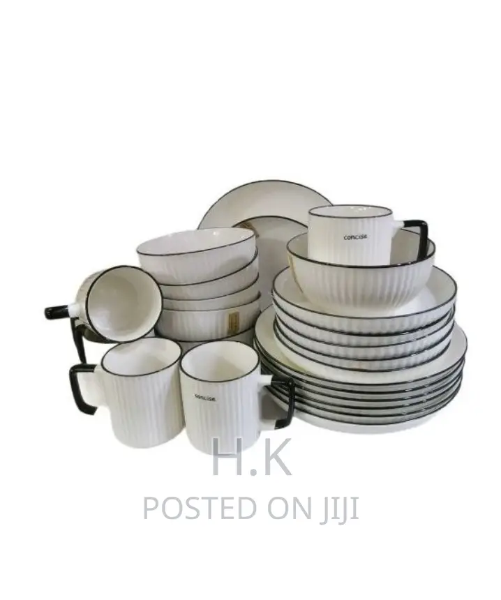 24pcs Black Strip Dinner Set