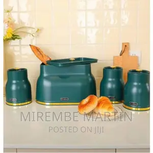 Crystals 4 Piece Metal Bread Bin – Tea Coffee Sugar Storage