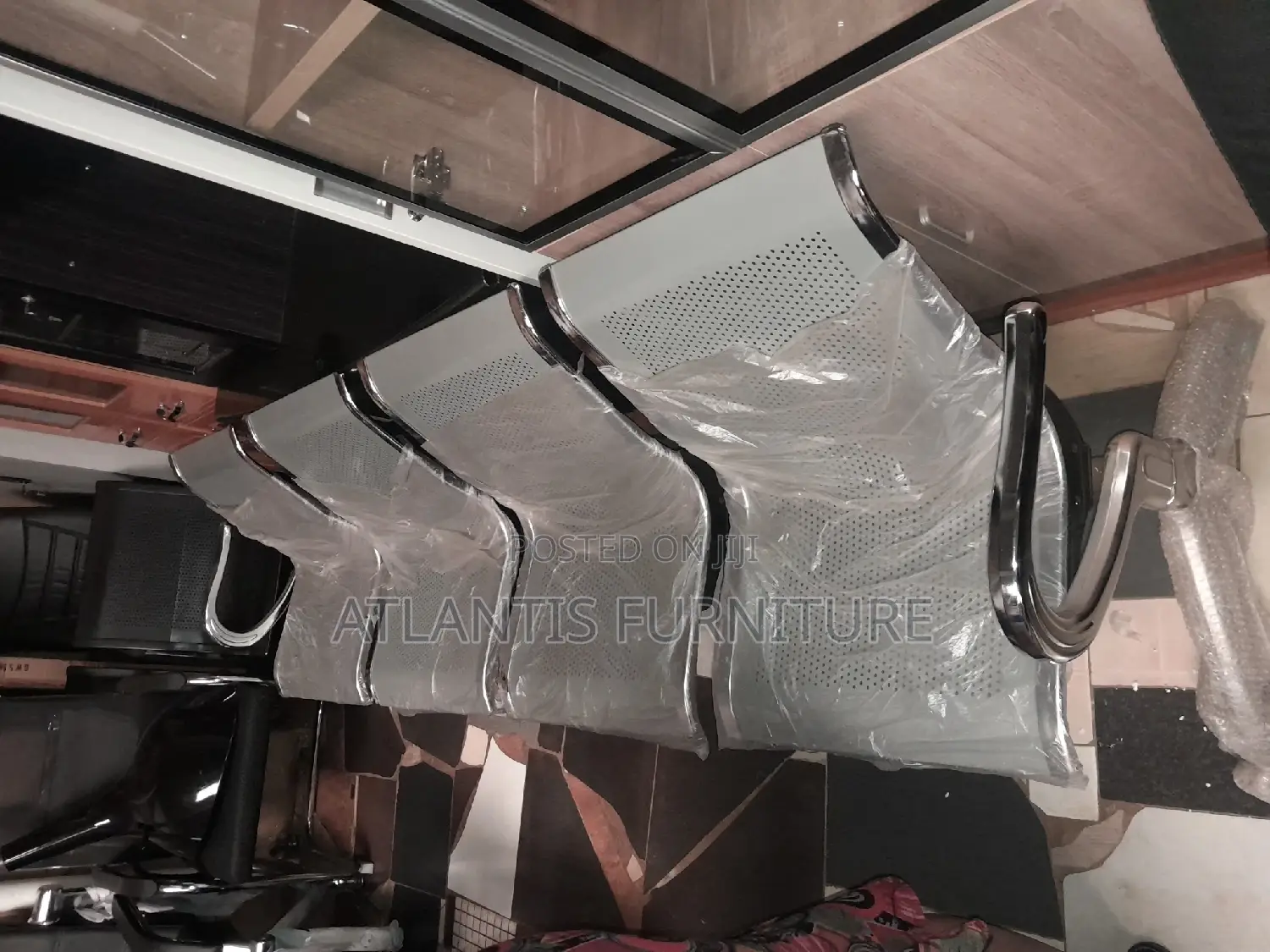 Silver Four Seater Waiting Chairs