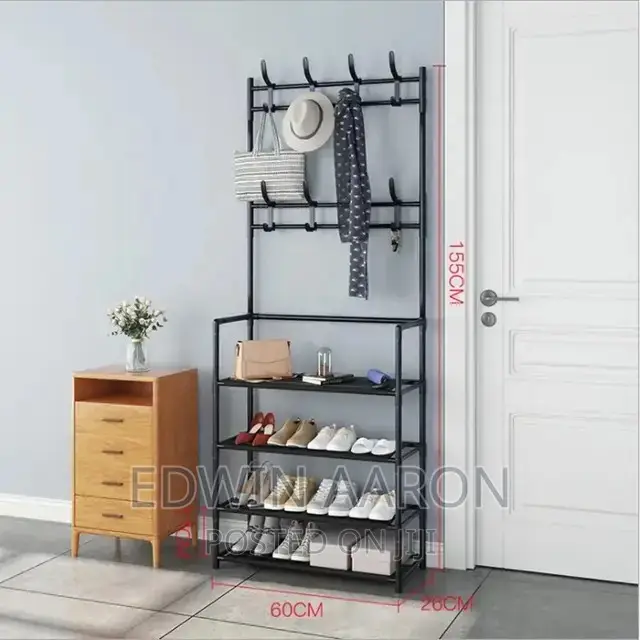 4 Layers Shoe Rack With Hooks for Clothes