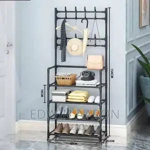 4 Layers Shoe Rack With Hooks for Clothes