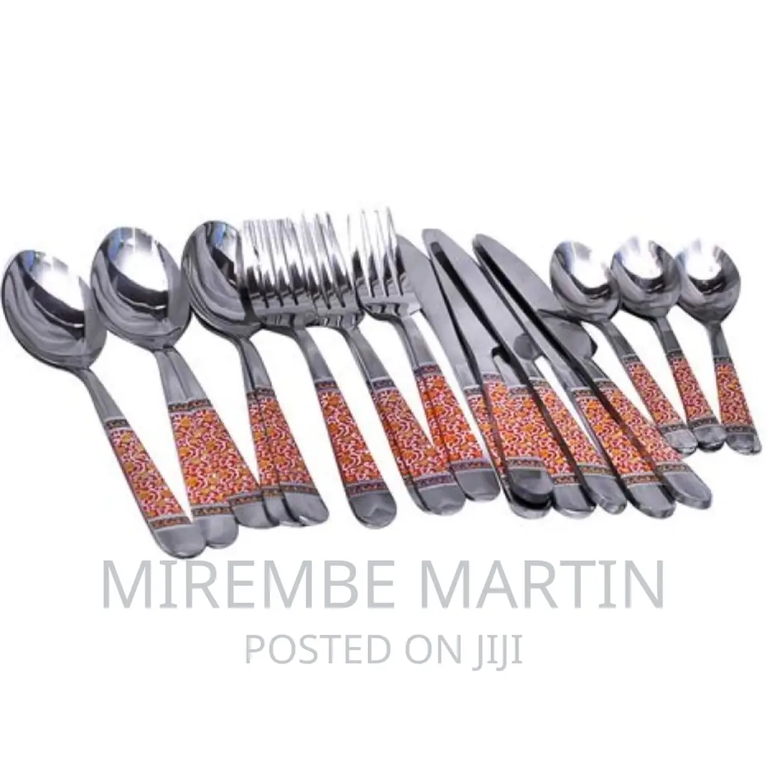 24pcs Red Flower Cutlery